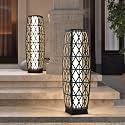 Grand patio 2-Piece Solar Outdoor Floor Lamp Solar Powered Wicker Lantern Outdoor Weather-Resistant Deck Light for Garden Porch Yard-Silver Gray, Large Cindy