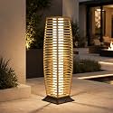 Grand patio Outdoor Floor Lamp Solar Lantern, Water-Resistant Natural Wicker Boho Patio Light with 50/100 Lumens Dual Brightness &amp; Memory Mode for Garden Porch Deck Decor, Large Crossover Natural