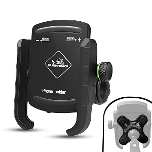 grand pitstop mobile holder for bikes motorcycle scooter bicycles jaw grip with vibration bike mobile holder aluminium handlebar for maps and gps navigation with 360 rotation phone mount-black