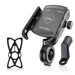 grand pitstop mobile holder for bikes  black - jaw grip 360 rotation  phone mount for motorcycle bicycle scooter  gps navigation support  anti-slip clamp  sturdy build