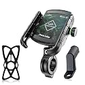 GRAND PITSTOP Mobile Holder for Bikes, Motorcycle, Scooter, Bicycles, Jaw Grip Bike Mobile Holder, Aluminium Handlebar Phone Holder for Maps and GPS Navigation with 360° Rotation Stand - Green Texture