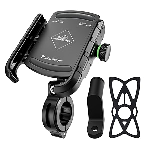 grand pitstop mobile holder for bikes  black - jaw grip 360 rotation  phone mount for motorcycle bicycle scooter  gps navigation support  anti-slip clamp  sturdy build