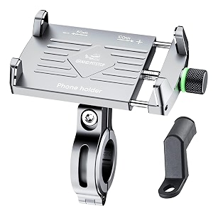 grand pitstop mobile holder for bikes motorcycle scooter bicycles claw grip bike mobile holder aluminium handlebar cellphone holder for maps and gps navigation amp 360 rotation phone mount-silver
