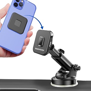 grand pitstop car mobile holder quick lock gen-1 with in-built magnetic lock technology for 4 to 6 inch smartphones 360 rotation strong suction cup wildshield and dashboard mobile holder for car