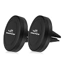 GRAND PITSTOP Car Mobile Holder, Universal Magnetic Air Vent Car Mount Sturdy Super Strong Phone Holder for car, for Smartphones, Mini Tablet, Maps and GPS Navigation, 360° Rotation Black (Set of 2)