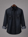 GRAND STITCH Men Solid Casual Black Shirt