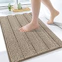 Grandaily Chenille Bathroom Rugs 24x16, Soft Bath Mats, Warm Taupe
