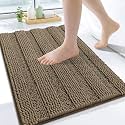 Grandaily Chenille Bathroom Rugs 24x16, Soft Absorbent Bath Mats, Camel