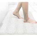 Grandaily Chenille Bathroom Rugs 24x16, Soft Absorbent Bath Mats, Ivory