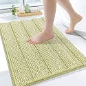 Grandaily Chenille Bathroom Rugs 24x16, Soft Absorbent Bath Mats, Vanilla