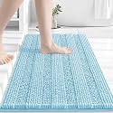 Grandaily Chenille Bathroom Rugs 24x16, Soft Absorbent Bath Mats, Blue