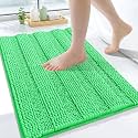 Grandaily Chenille Bathroom Rugs 24x16, Soft Bath Mats, Mint Green