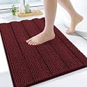 Grandaily Chenille Bathroom Rugs 24x16, Soft Bath Mats, Reddish Brown