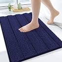 Grandaily Chenille Bathroom Rugs 24x16, Soft Bath Mats, Twilight Sapphire