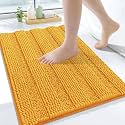 Grandaily Chenille Bathroom Rugs 24x16, Soft Bath Mats, Golden Yellow