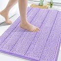 Grandaily Chenille Bathroom Rugs 24x16, Soft Bath Mats, Light Purple