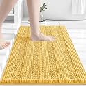 Grandaily Chenille Bathroom Rugs 30x20, Soft Absorbent Bath Mats, Yellow