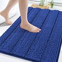 Grandaily Chenille Bathroom Rugs 30x20, Soft Bath Mats, Cobalt Blue