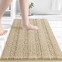 Grandaily Chenille Bathroom Rugs 30x20, Soft Absorbent Bath Mats, Beige
