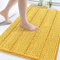 Grandaily Chenille Bathroom Rugs 30x20, Soft Bath Mats, Light Yellow