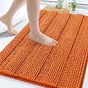 Grandaily Chenille Bathroom Rugs 30x20, Soft Absorbent Bath Mats, Clay