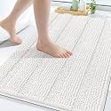 Grandaily Chenille Bathroom Rugs 30x20, Soft Absorbent Bath Mats, Cream