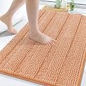 Grandaily Chenille Bathroom Rugs 30x20, Soft Absorbent Bath Mats, Peach