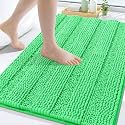 Grandaily Chenille Bathroom Rugs 30x20, Soft Bath Mats, Mint Green