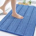 Grandaily Chenille Bathroom Rugs 30x20, Soft Bath Mats, Cornflower Blue