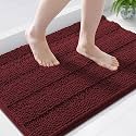 Grandaily Chenille Bathroom Rugs 36x24, Soft Bath Mats, Reddish Brown