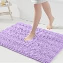 Grandaily Chenille Bathroom Rugs 36x24, Soft Absorbent Bath Mats, Purple