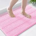 Grandaily Chenille Bathroom Rugs 36x24, Soft Bath Mats, Light Pink