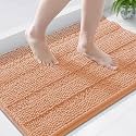 Grandaily Chenille Bathroom Rugs 36x24, Soft Absorbent Bath Mats, Peach