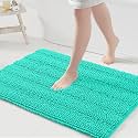 Grandaily Chenille Bathroom Rugs 36x24, Soft Absorbent Bath Mats, Teal