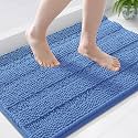 Grandaily Chenille Bathroom Rugs 36x24, Soft Bath Mats, Cornflower Blue