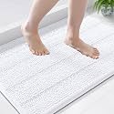 Grandaily Chenille Bathroom Rugs 36x24, Soft Bath Mats, Solid White