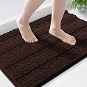 Grandaily Chenille Bathroom Rugs 36x24, Soft Bath Mats, Dark Brown