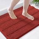 Grandaily Chenille Bathroom Rugs 36x24, Soft Bath Mats, Rustic Terracotta