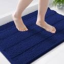 Grandaily Chenille Bathroom Rugs 36x24, Soft Absorbent Bath Mats, Navy Blue