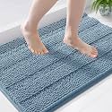 Grandaily Chenille Bathroom Rugs 36x24, Soft Absorbent Bath Mats, Airy Blue