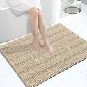 Grandaily Chenille Bathroom Rugs 40x32, Soft Absorbent Bath Mats, Beige