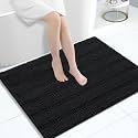 Grandaily Chenille Bathroom Rugs 40x32, Soft Absorbent Bath Mats, Black