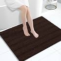 Grandaily Chenille Bathroom Rugs 40x32, Soft Absorbent Bath Mats, Brown