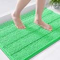 Grandaily Chenille Bathroom Rugs 44x24, Soft Bath Mats, Mint Green