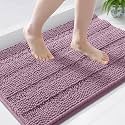 Grandaily Chenille Bathroom Rugs 44x24, Soft Absorbent Bath Mats, Deep Plum