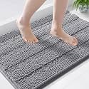 Grandaily Chenille Bathroom Rugs 44x24, Soft Absorbent Bath Mats, Grey