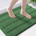 Grandaily Chenille Bathroom Rugs 44x24, Soft Bath Mats, Olive Green