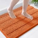 Grandaily Chenille Bathroom Rugs 44x24, Soft Absorbent Bath Mats, Clay