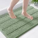 Grandaily Chenille Bathroom Rugs 44x24, Soft Bath Mats, Grayish Green