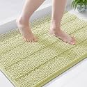 Grandaily Chenille Bathroom Rugs 44x24, Soft Absorbent Bath Mats, Vanilla